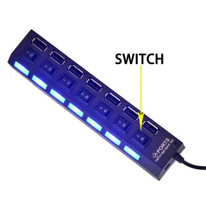 7 Ports USB Hub 2.0 USB Splitter Black- Not for sale, points redemption only - Image 3